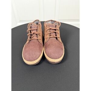 UGG Australia Brown Suede Canvas Espadrille Chukka Boots Womens Lace Up Ankle